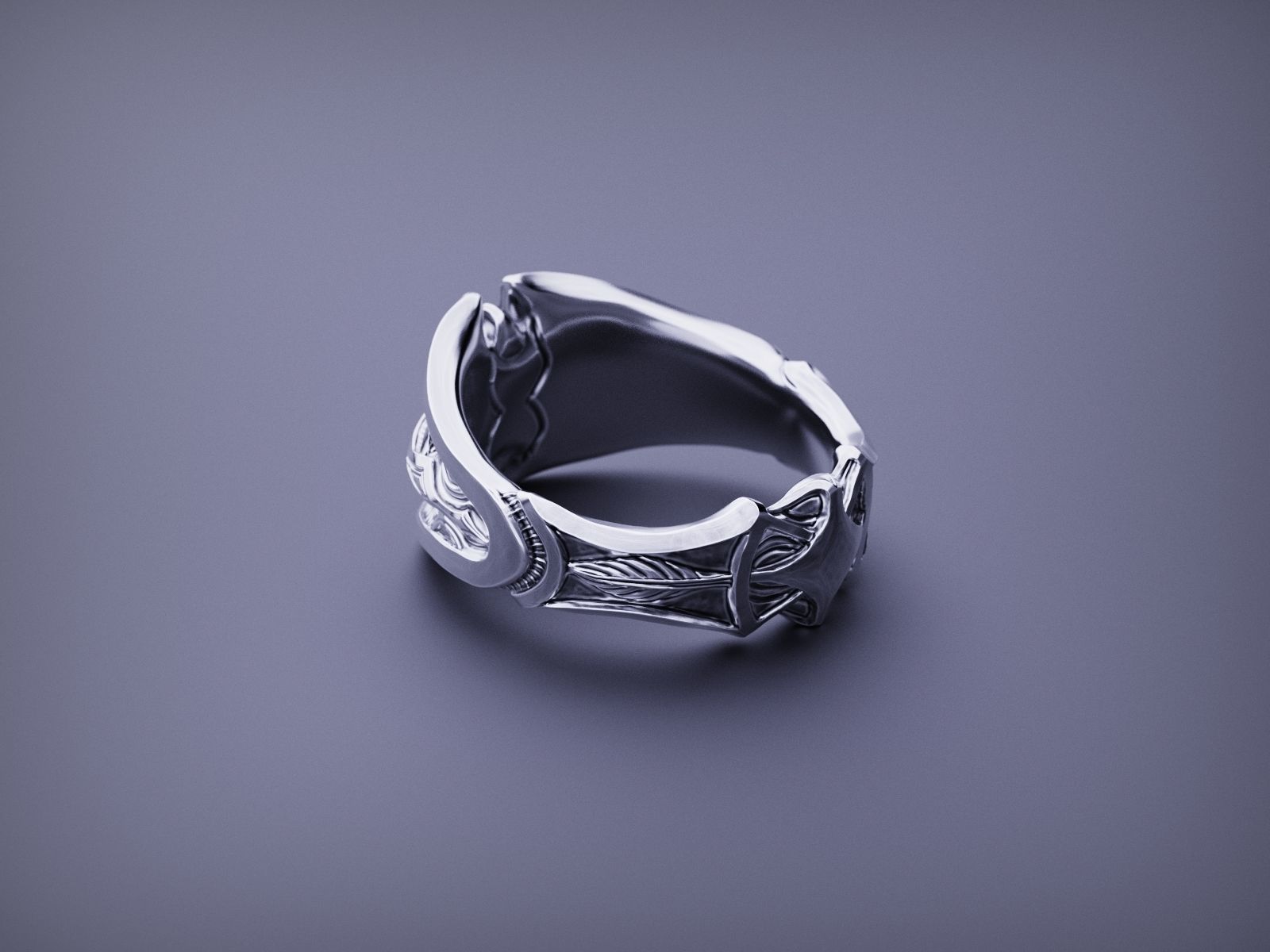 Modern Shield Ring Band 3D print model_5