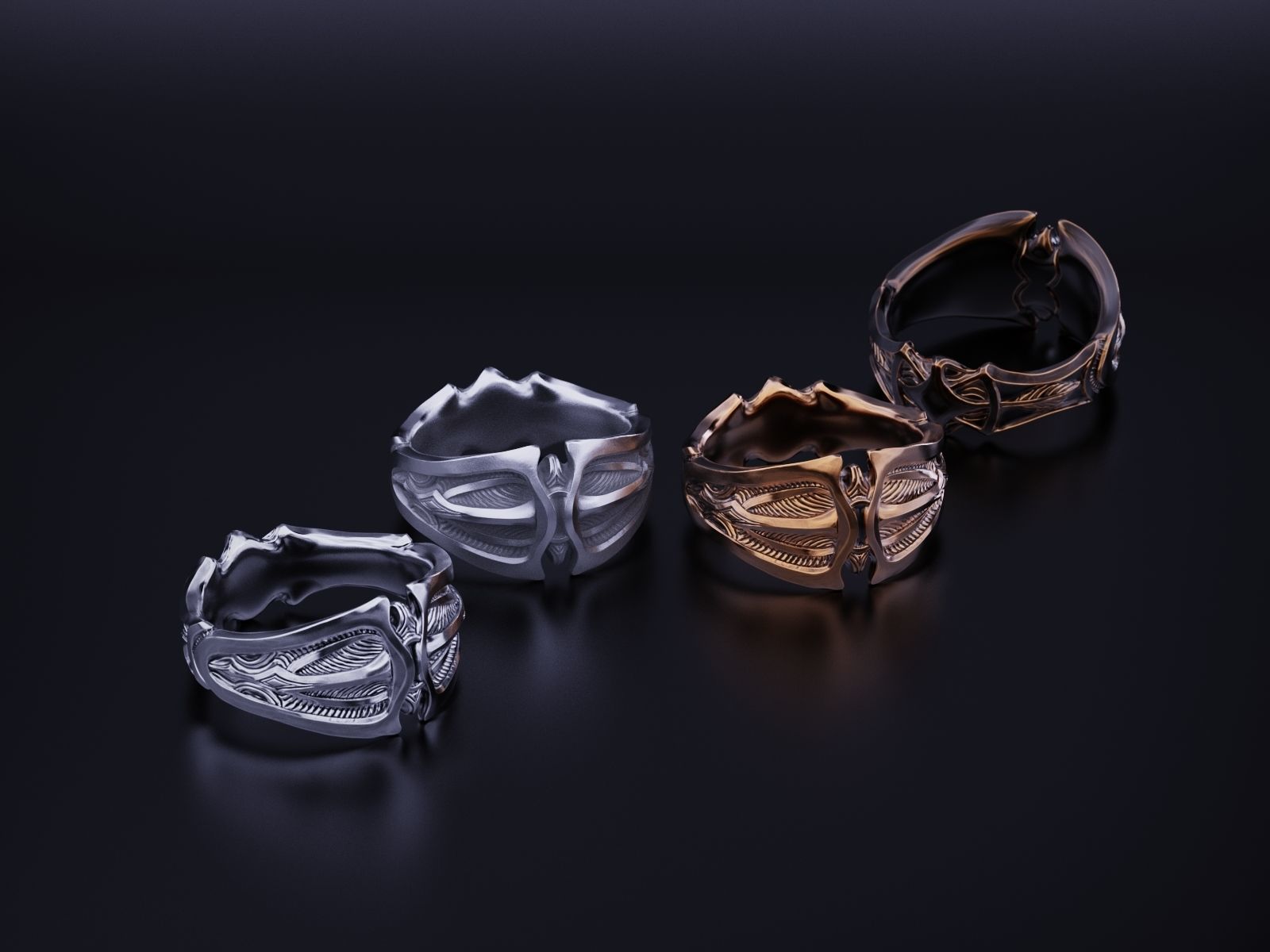 Modern Shield Ring Band 3D print model_9