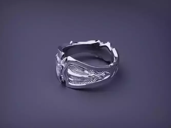 Modern Shield Ring Band 3D print model
