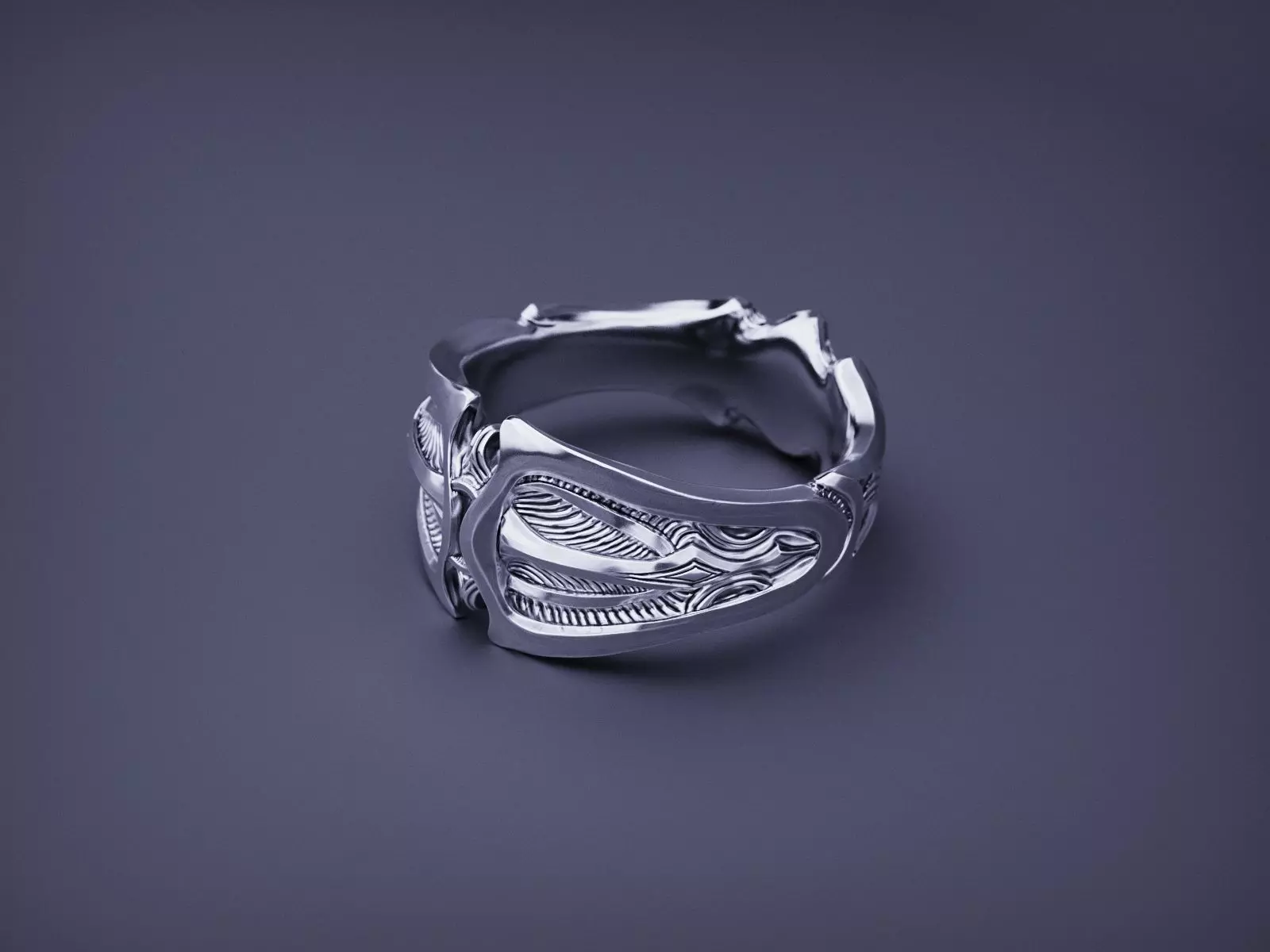 Modern Shield Ring Band 3D print model_0