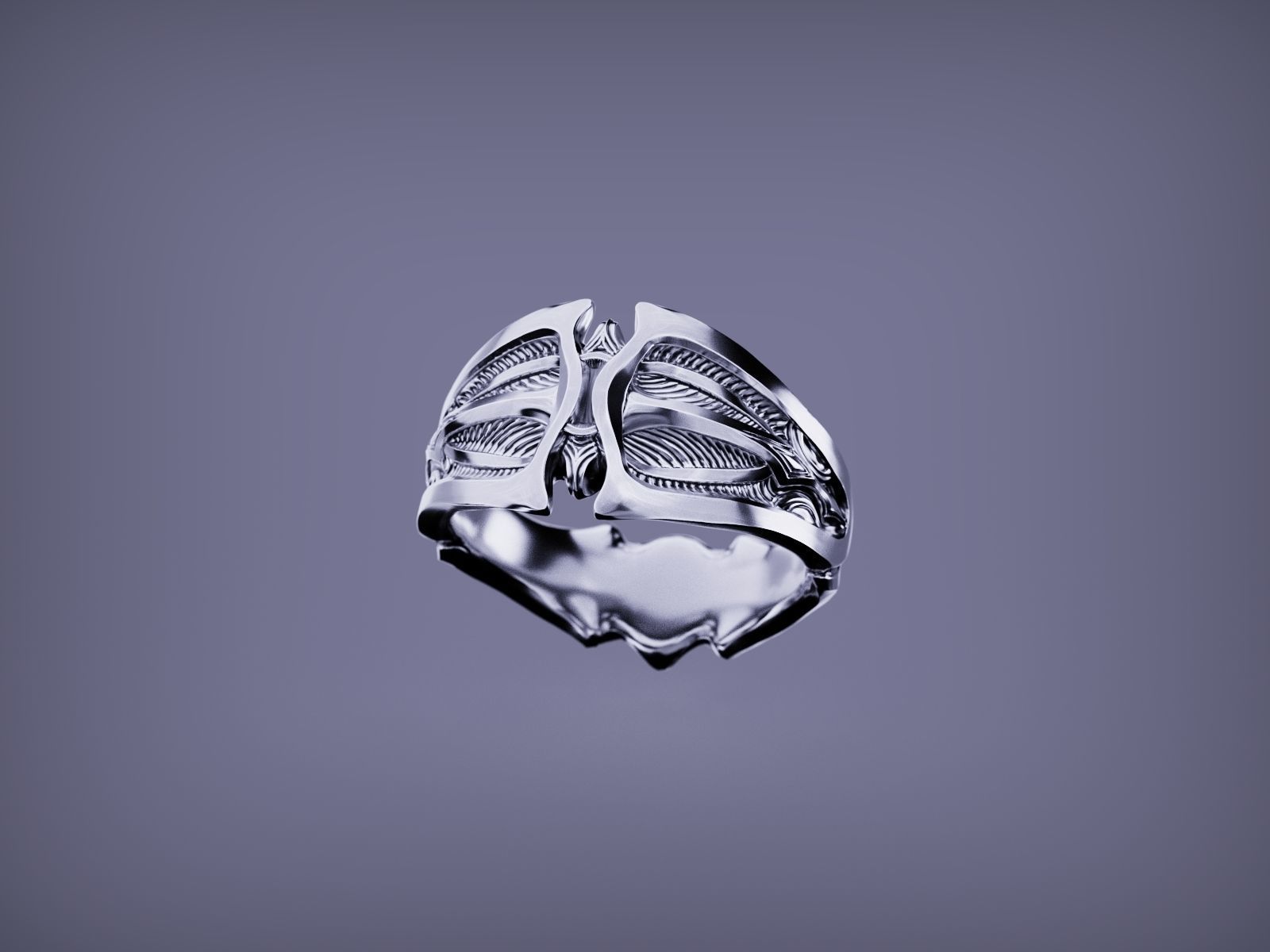 Modern Shield Ring Band 3D print model_7