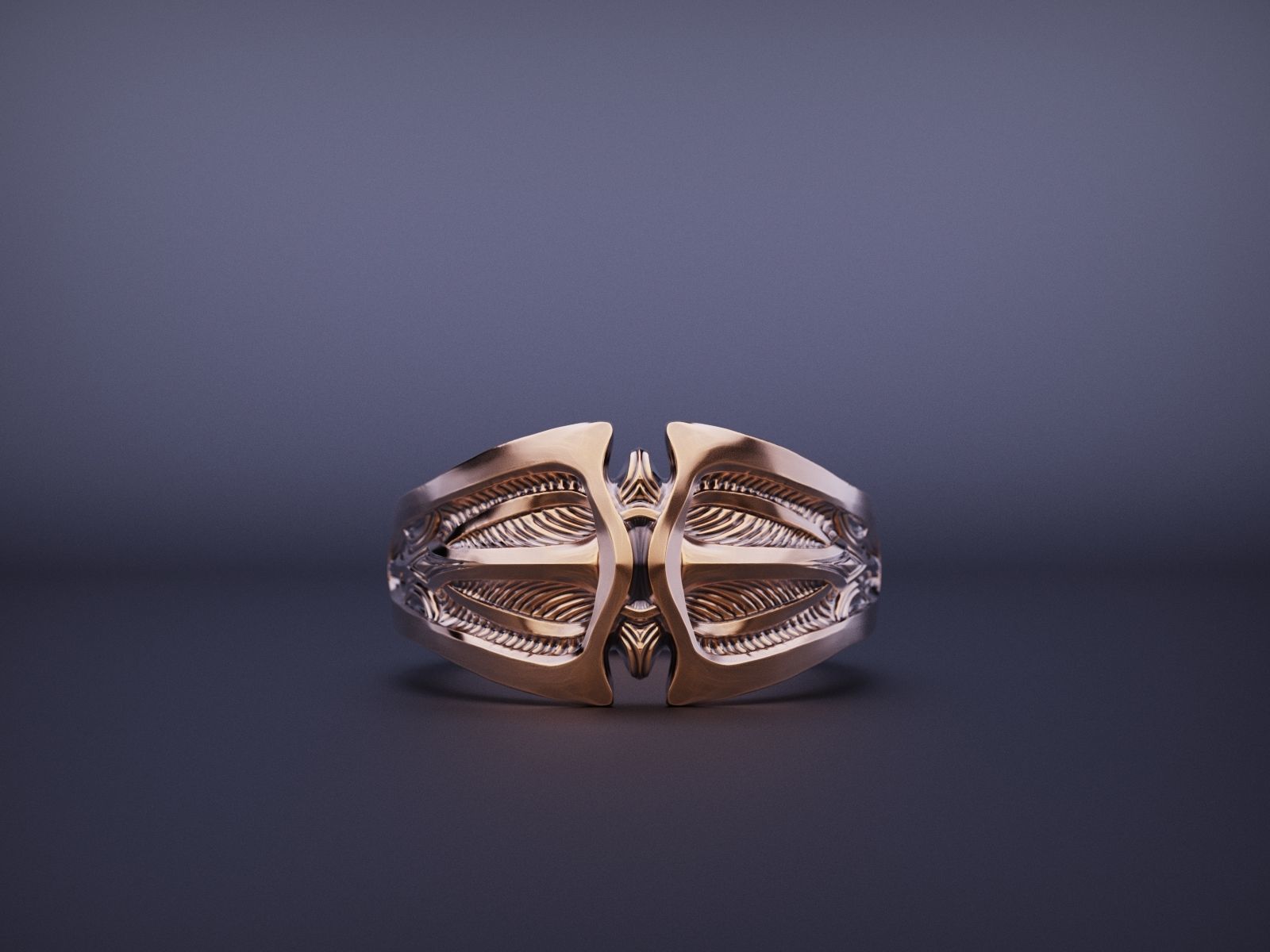 Modern Shield Ring Band 3D print model_3