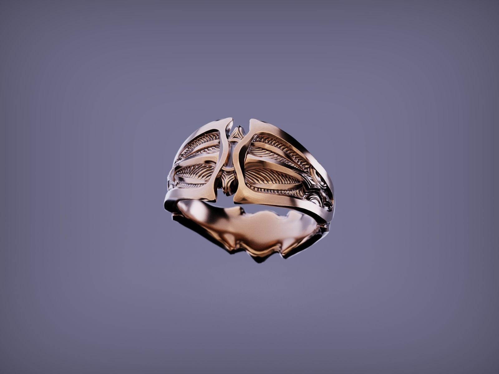 Modern Shield Ring Band 3D print model_8