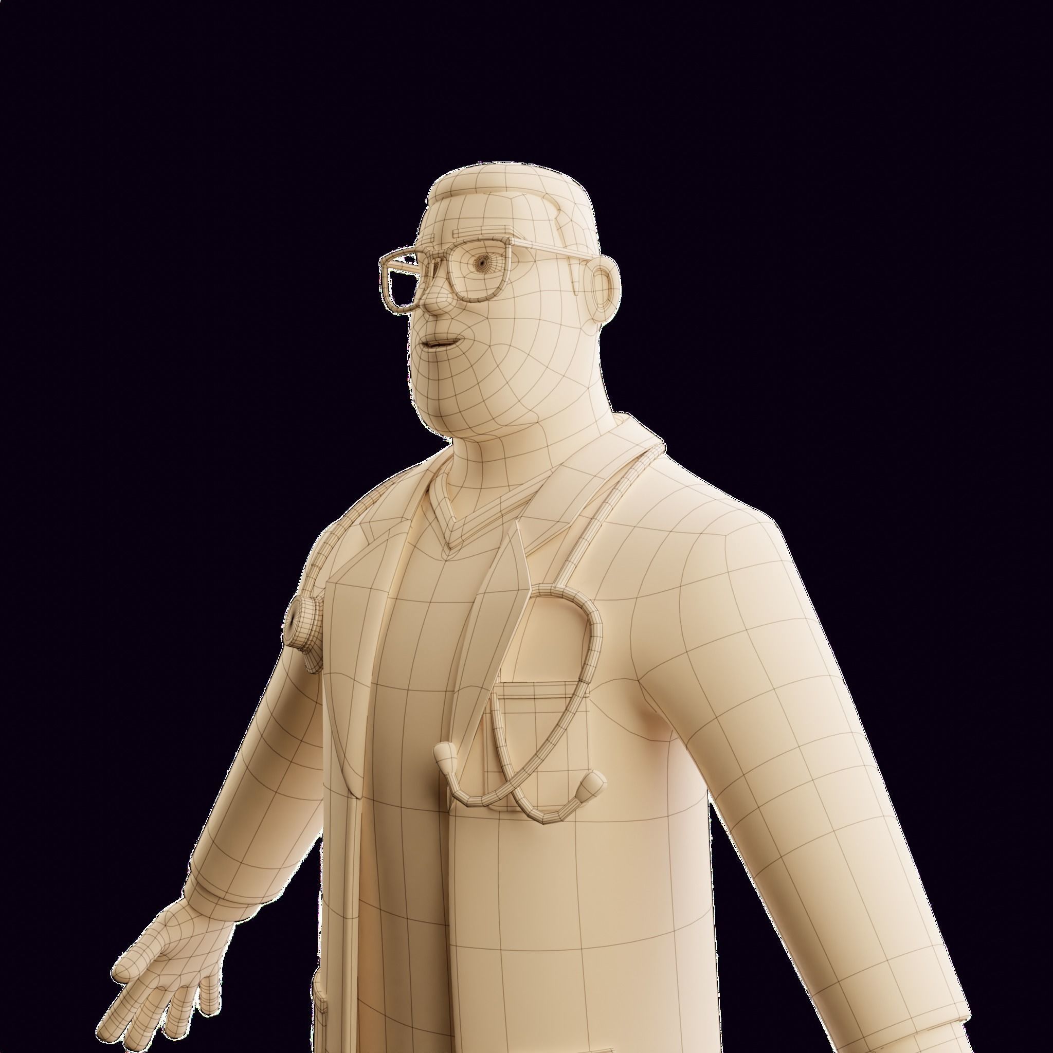 Doctor Male Cartoon Character Illustration 3D model 3D model_8