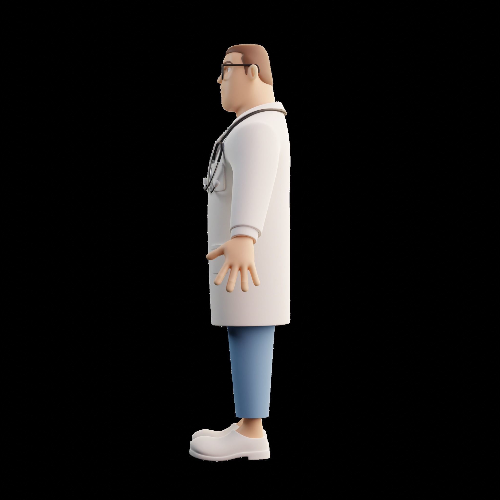 Doctor Male Cartoon Character Illustration 3D model 3D model_2