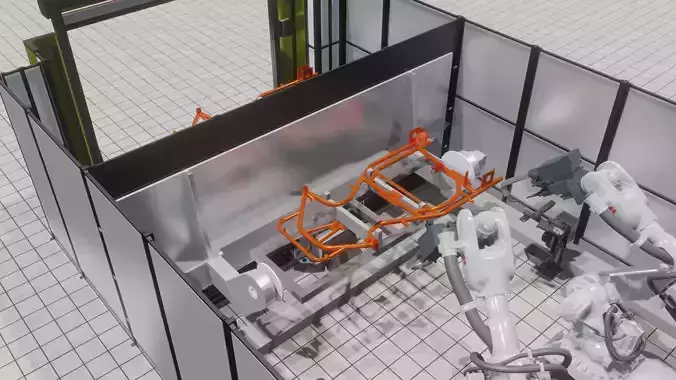 Industrial - FULL Procees 3D Simulation Sport Welding Robot ABB Low-poly 3D model