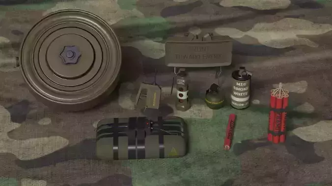 Explosives Package Low-poly 3D model