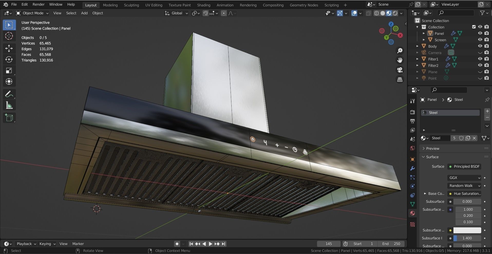 Modern Kitchen Appliance Cooker Hood 3D model_6