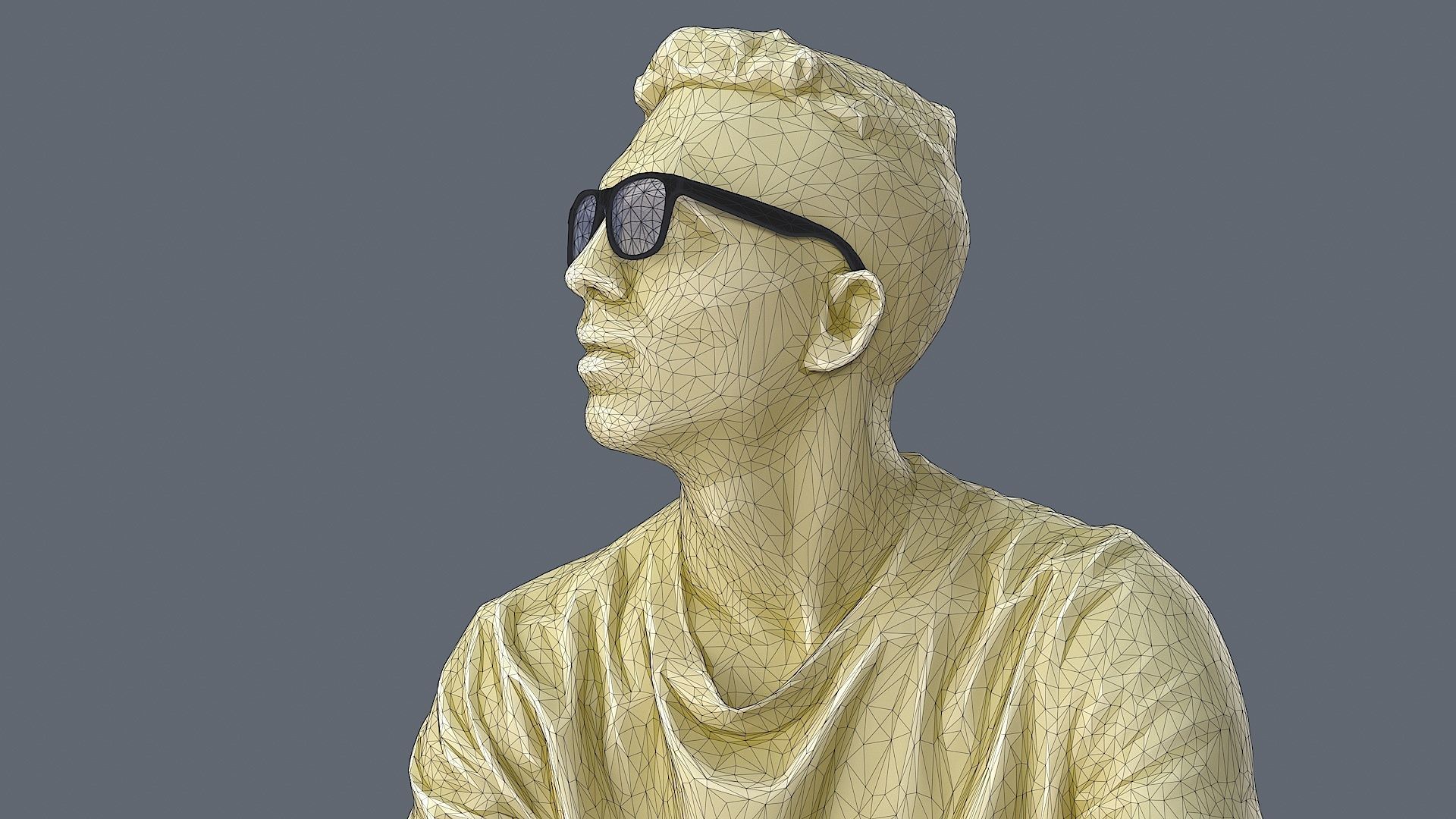 Sitting Observer Young Man in Casual T-shirt and Shorts 3D model_9