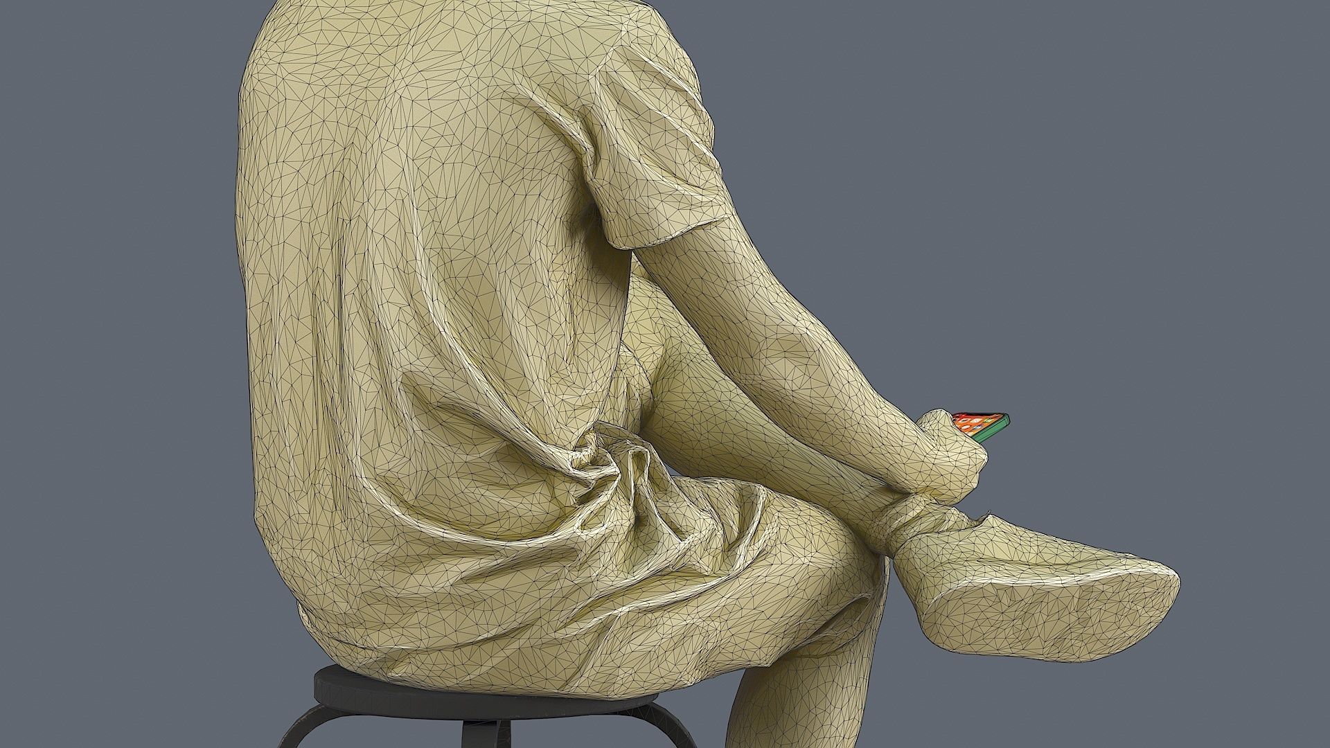 Sitting Observer Young Man in Casual T-shirt and Shorts 3D model_13