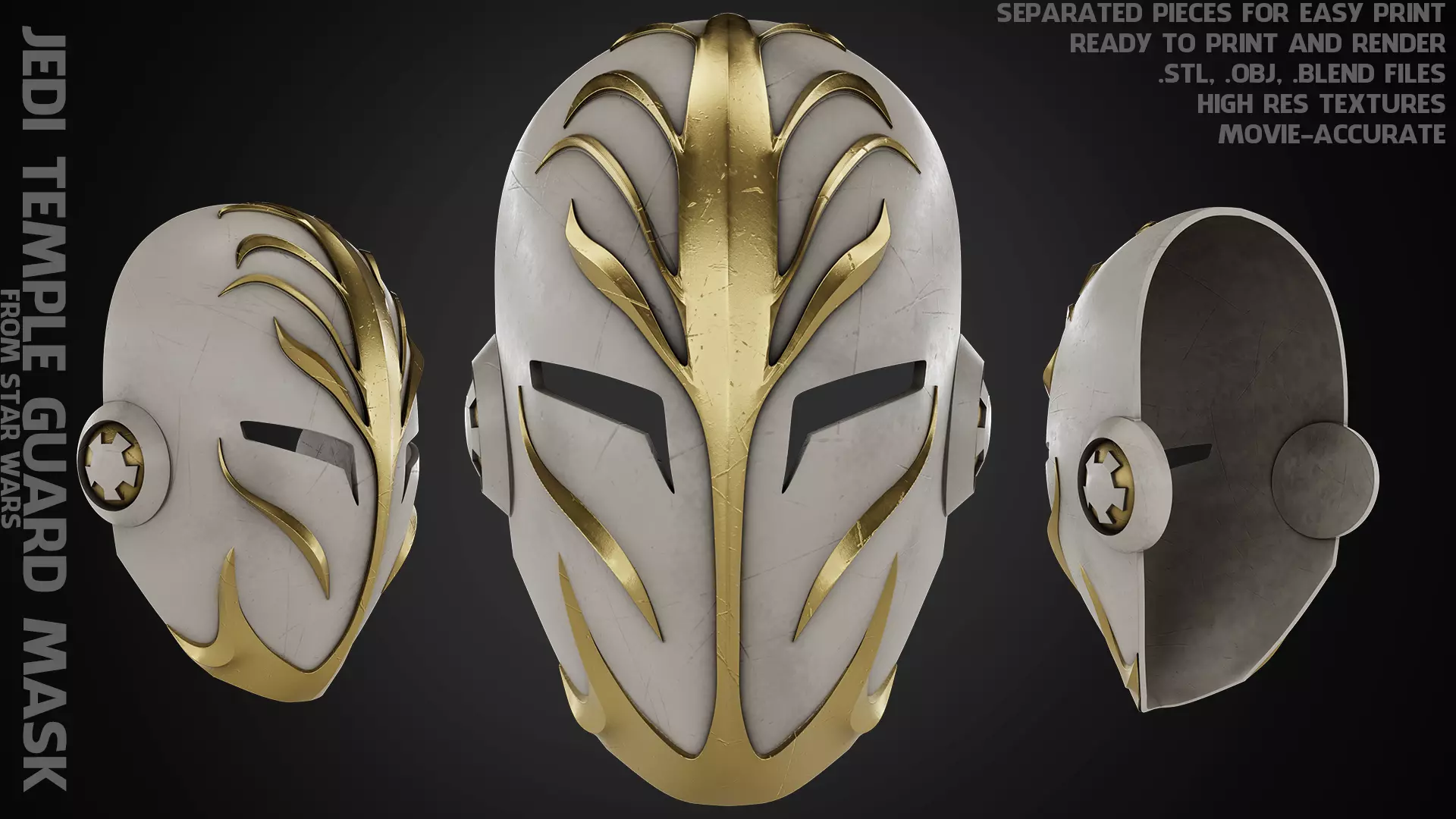 Star Wars Jedi Temple Guard Mask for Cosplay 3D print model_0