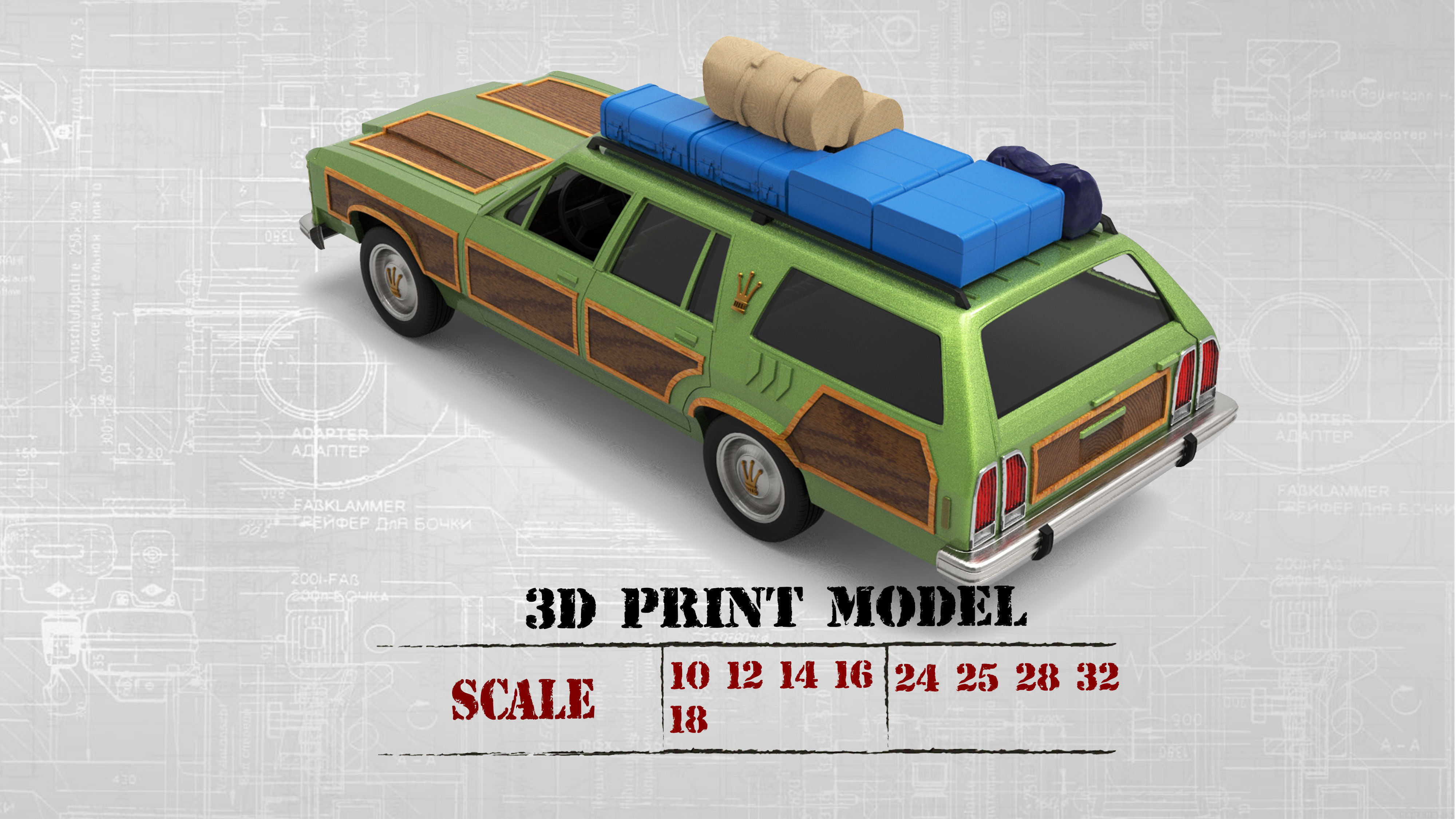  Green Wagon national lampoons vacation  queen family truckster 3D print model_1