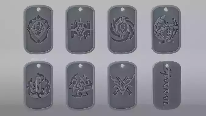 Honkai Star Rail all path logos dogtag 3D Model Collection
