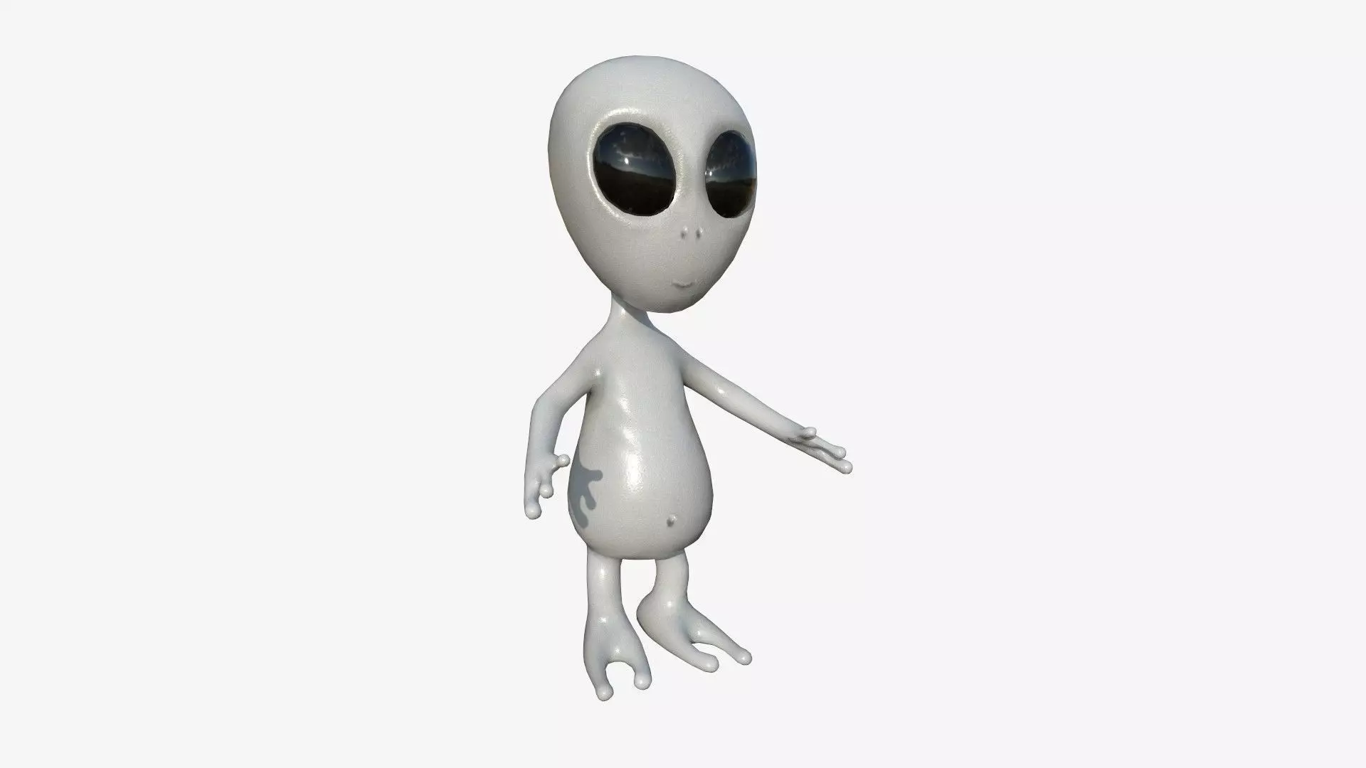 Cute Alien A11 Gray Black - Simple - Character Design Low-poly 3D model_0