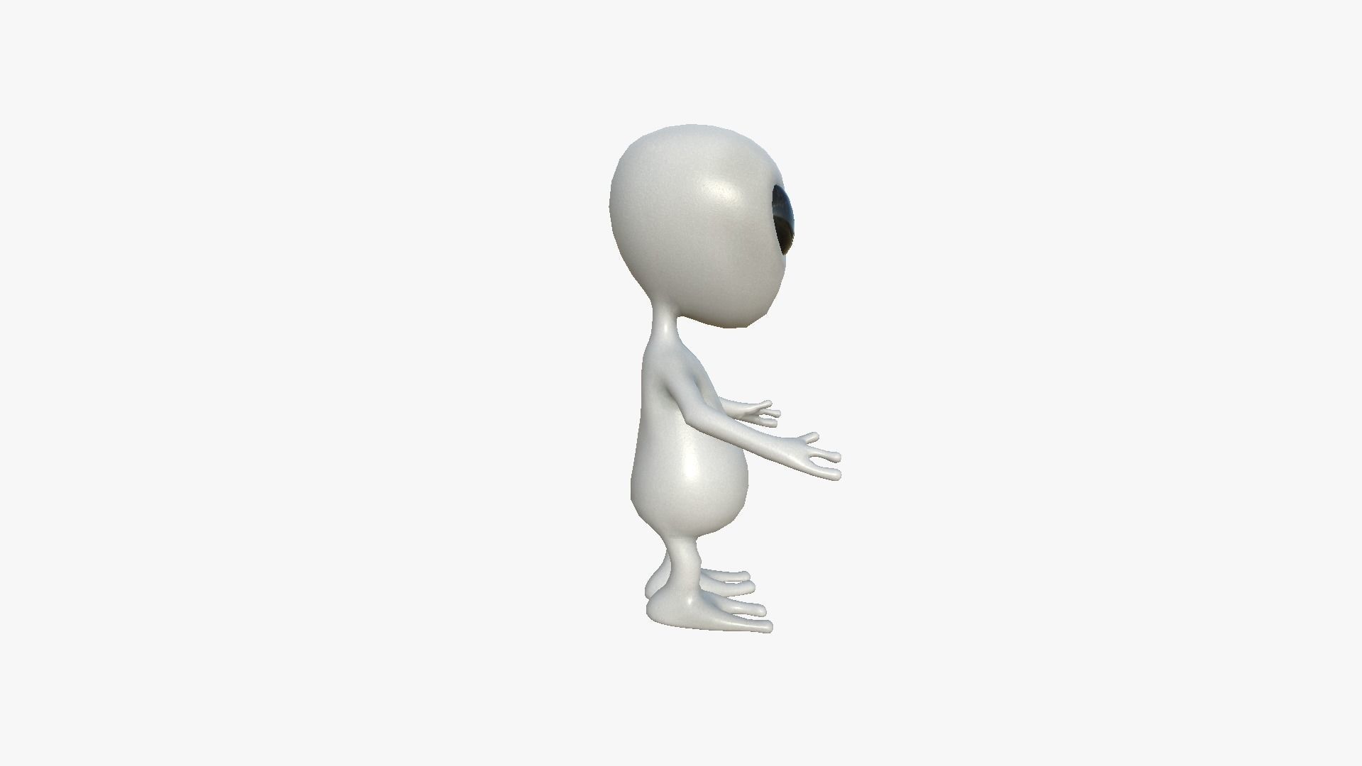 Cute Alien A11 Gray Black - Simple - Character Design Low-poly 3D model_2