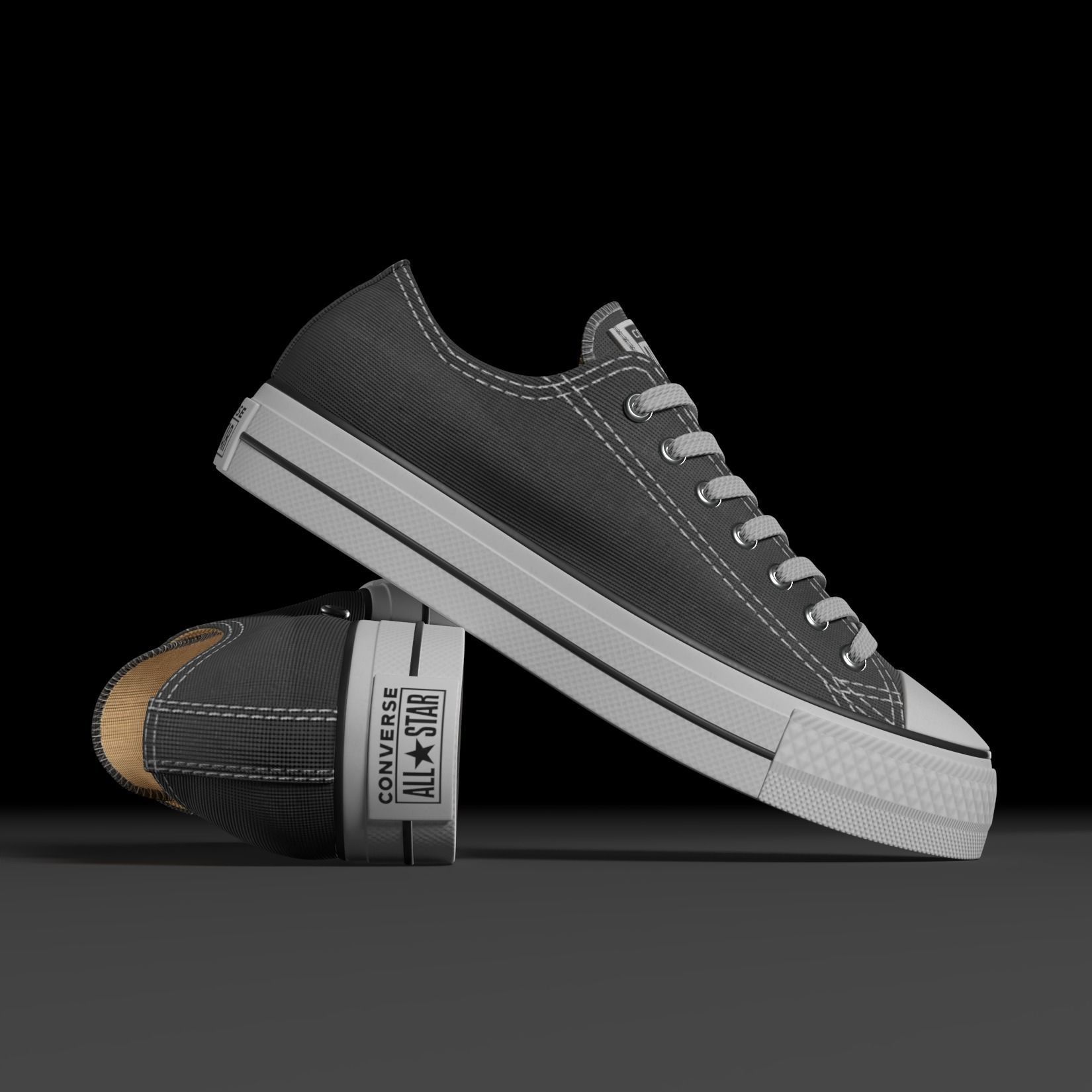 Converse Shoes - All Star Classic - Charcoal - Lowpoly 3D model Low-poly 3D model_3