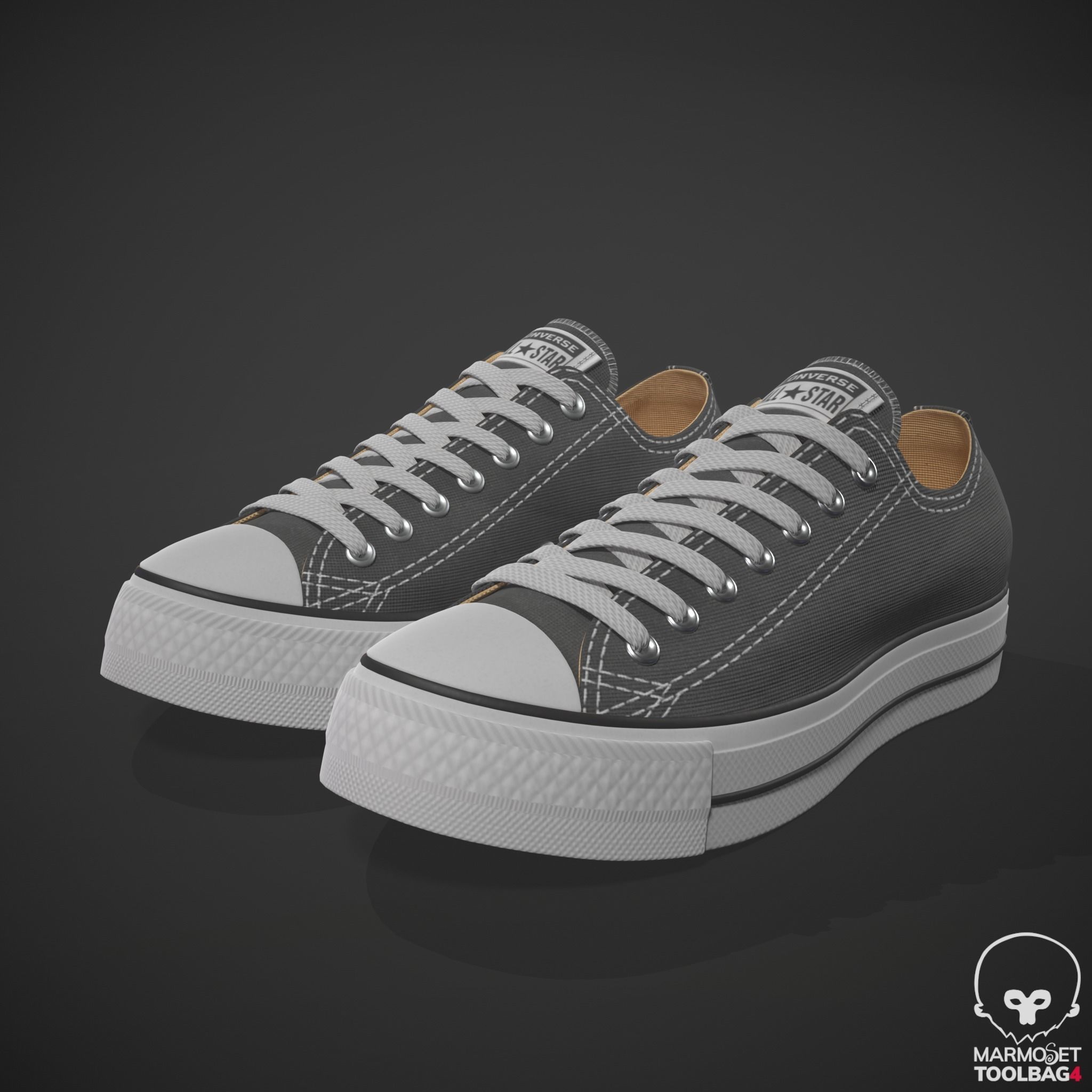 Converse Shoes - All Star Classic - Charcoal - Lowpoly 3D model Low-poly 3D model_6