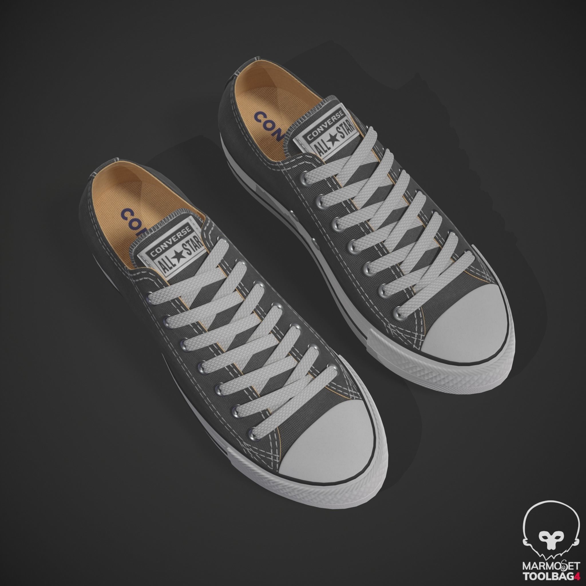 Converse Shoes - All Star Classic - Charcoal - Lowpoly 3D model Low-poly 3D model_7