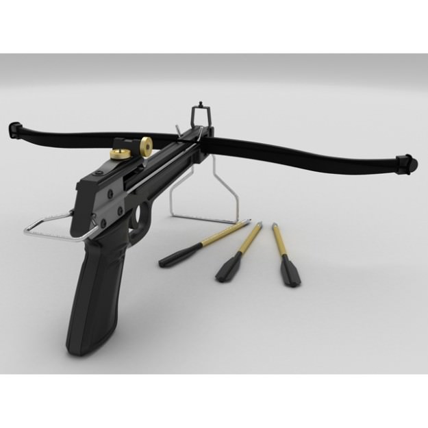 Crossbow bow and arrow with gun 3D model_3