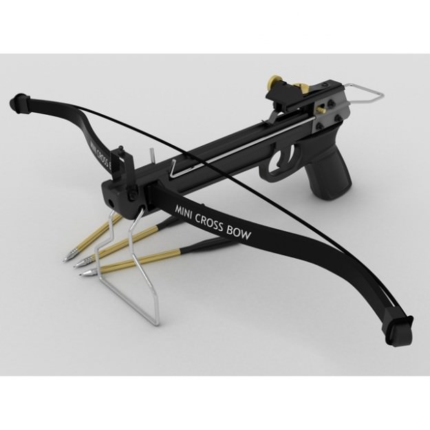 Crossbow bow and arrow with gun 3D model_1