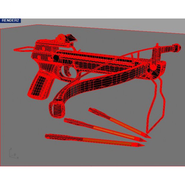 Crossbow bow and arrow with gun 3D model_8