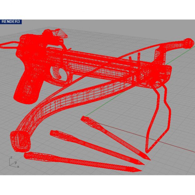 Crossbow bow and arrow with gun 3D model_12