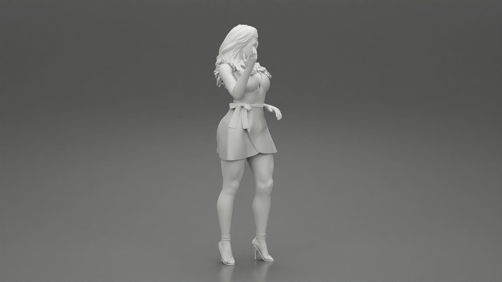 Beautiful Fashion model wearing dress 3D print model_7