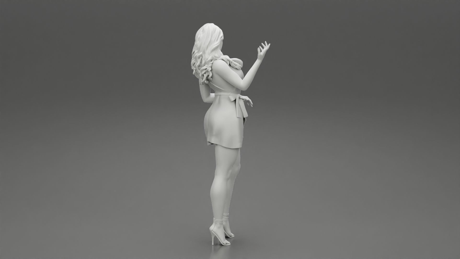 Beautiful Fashion model wearing dress 3D print model_8