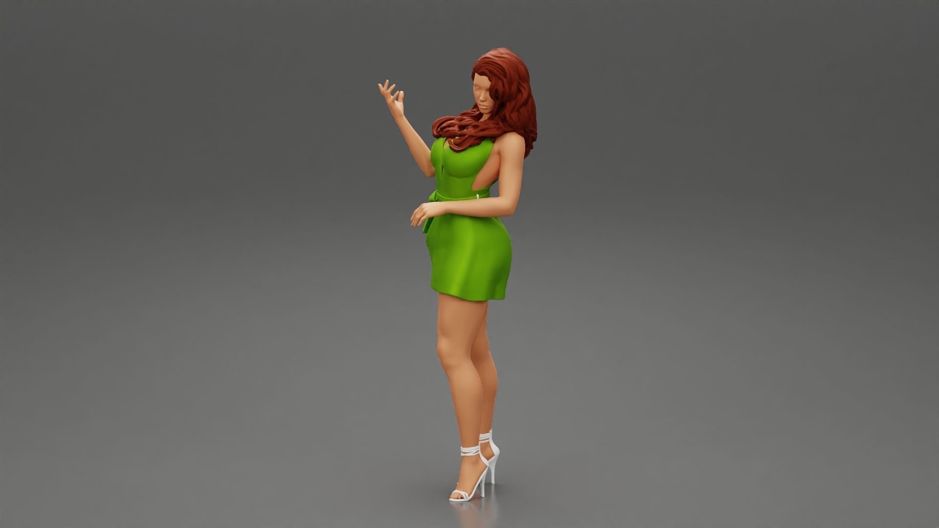 Beautiful Fashion model wearing dress 3D print model_5