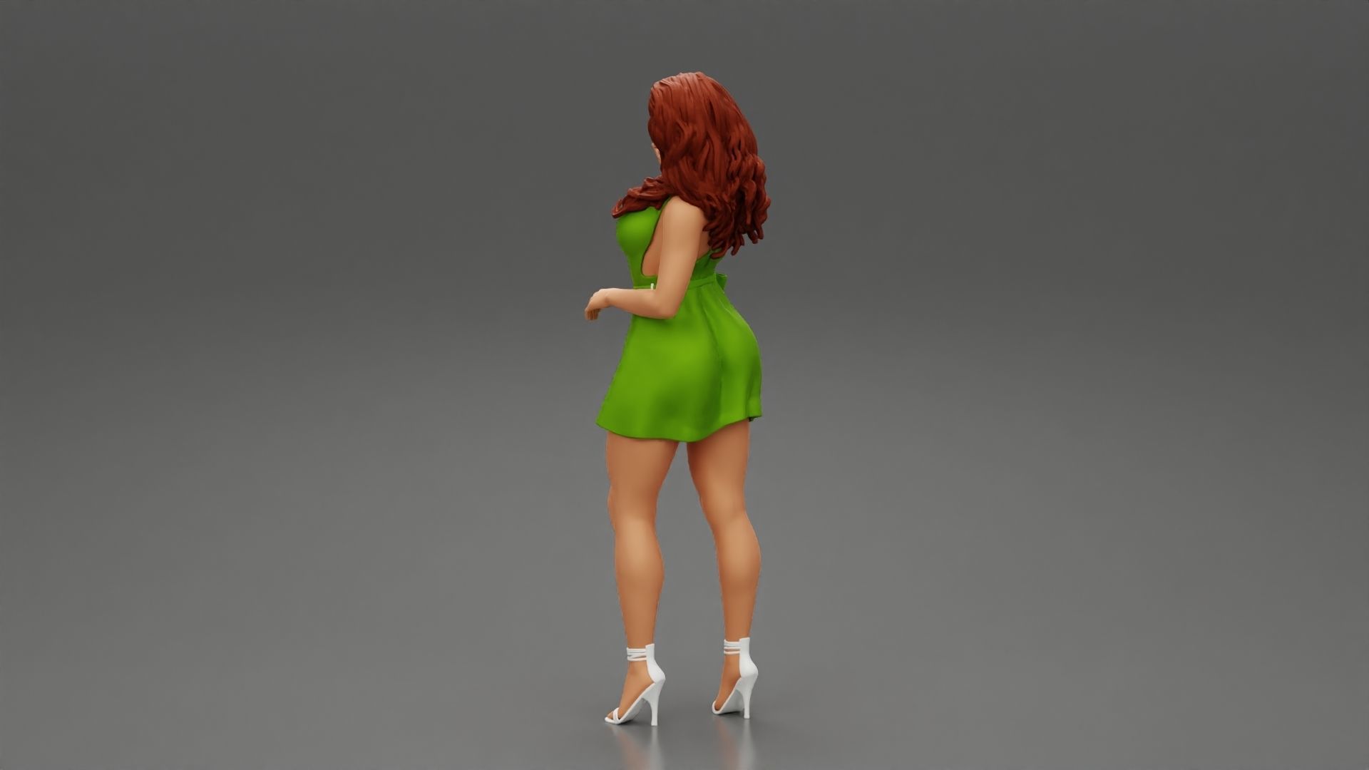 Beautiful Fashion model wearing dress 3D print model_4