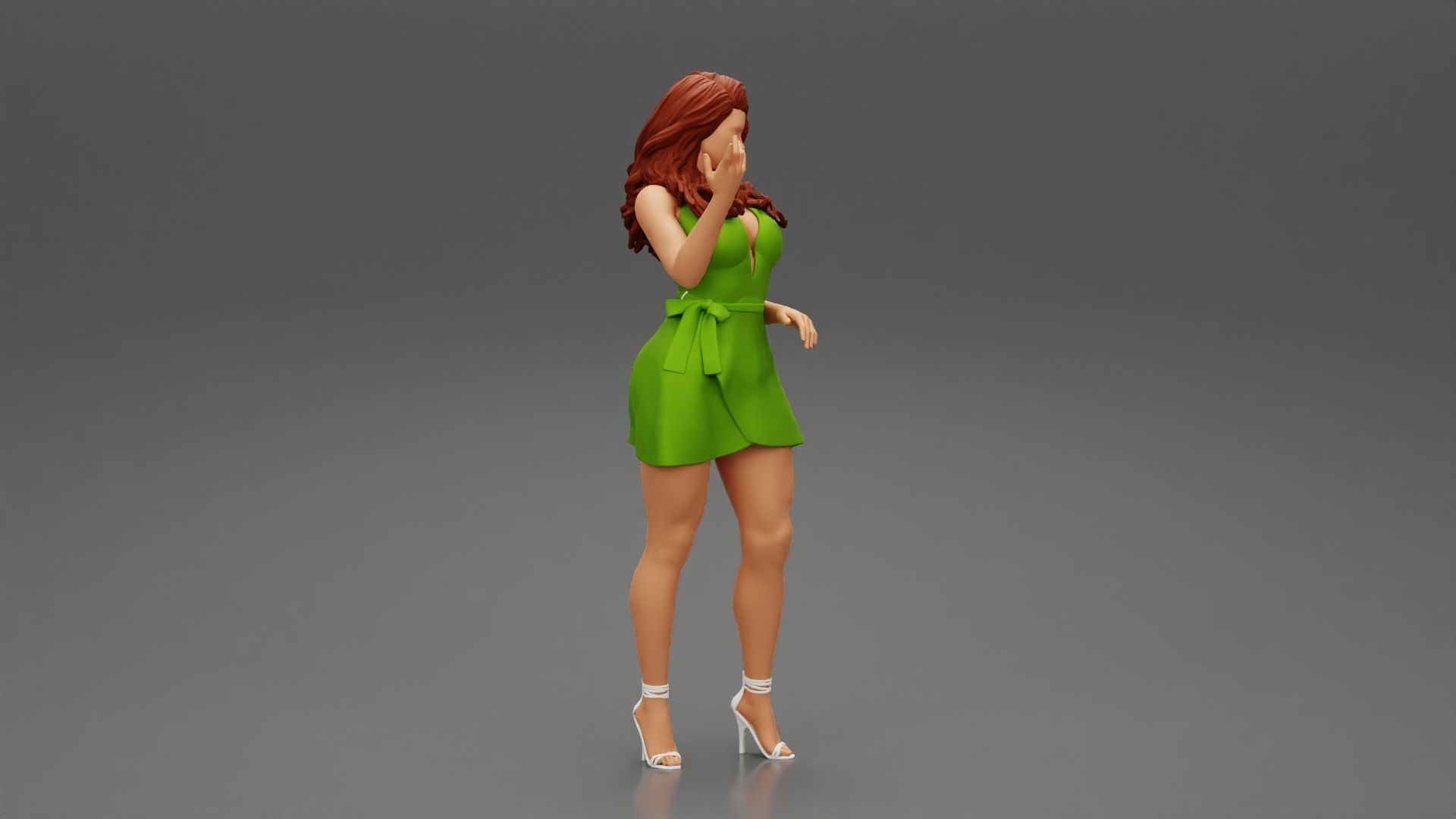 Beautiful Fashion model wearing dress 3D print model_1
