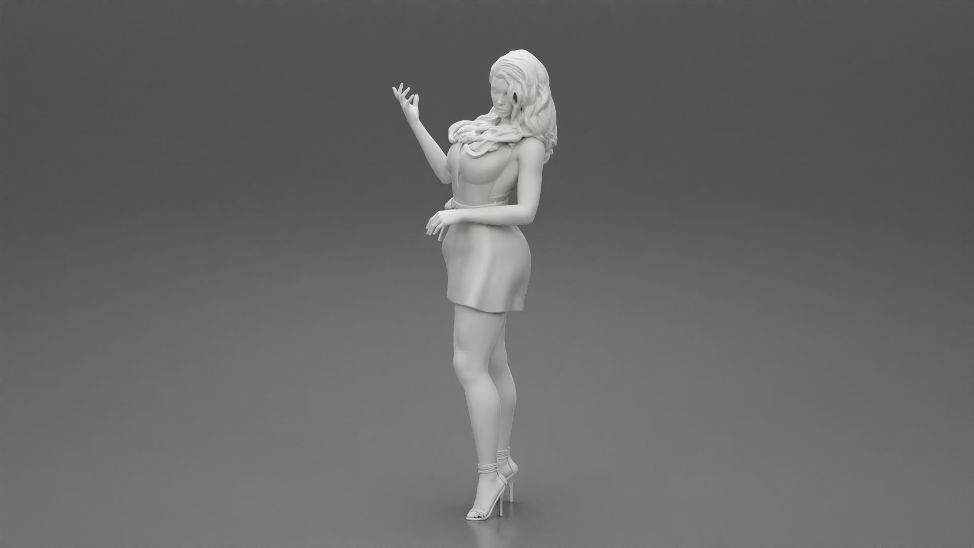 Beautiful Fashion model wearing dress 3D print model_11