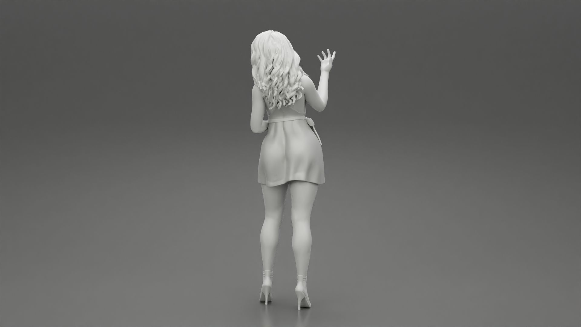 Beautiful Fashion model wearing dress 3D print model_9