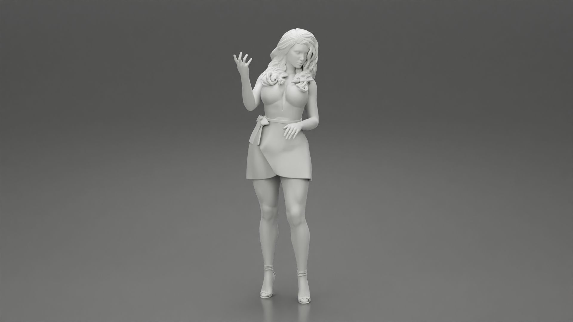 Beautiful Fashion model wearing dress 3D print model_6