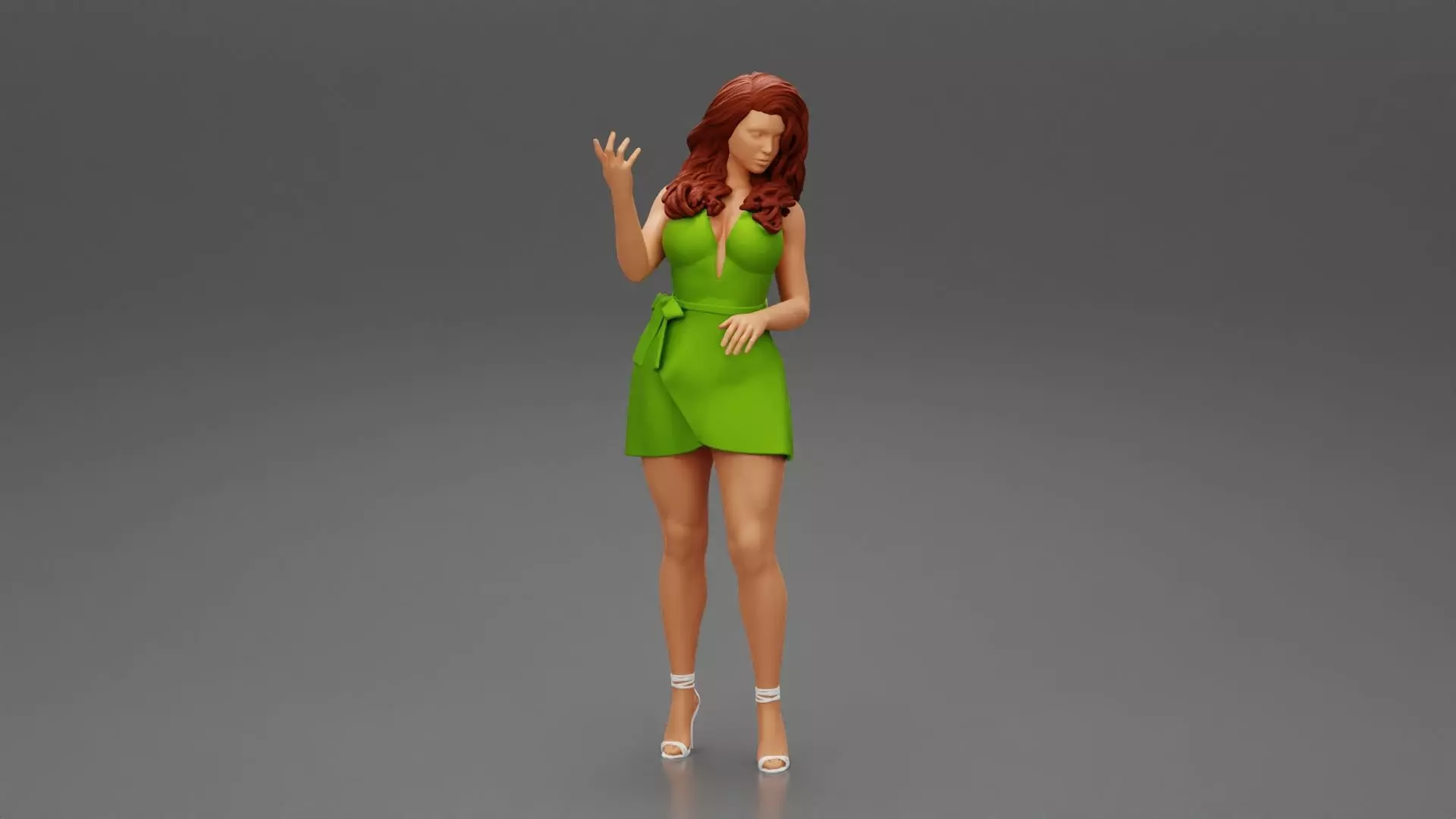 Beautiful Fashion model wearing dress 3D print model_0
