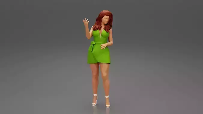 Beautiful Fashion model wearing dress 3D print model Beautiful Fashion model wearing dress 3D print model