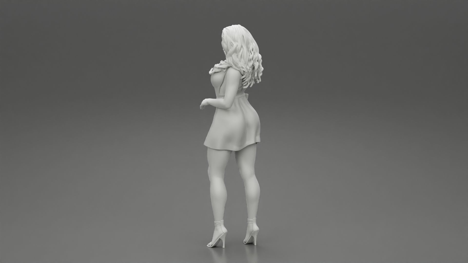 Beautiful Fashion model wearing dress 3D print model_10