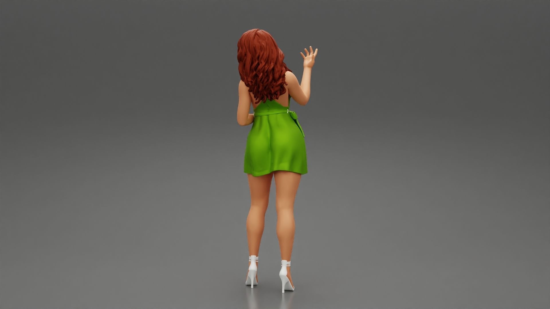 Beautiful Fashion model wearing dress 3D print model_3