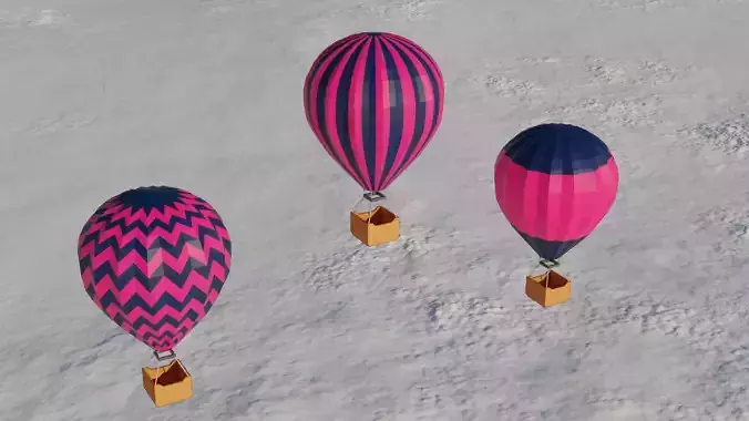 Low poly hot air balloon