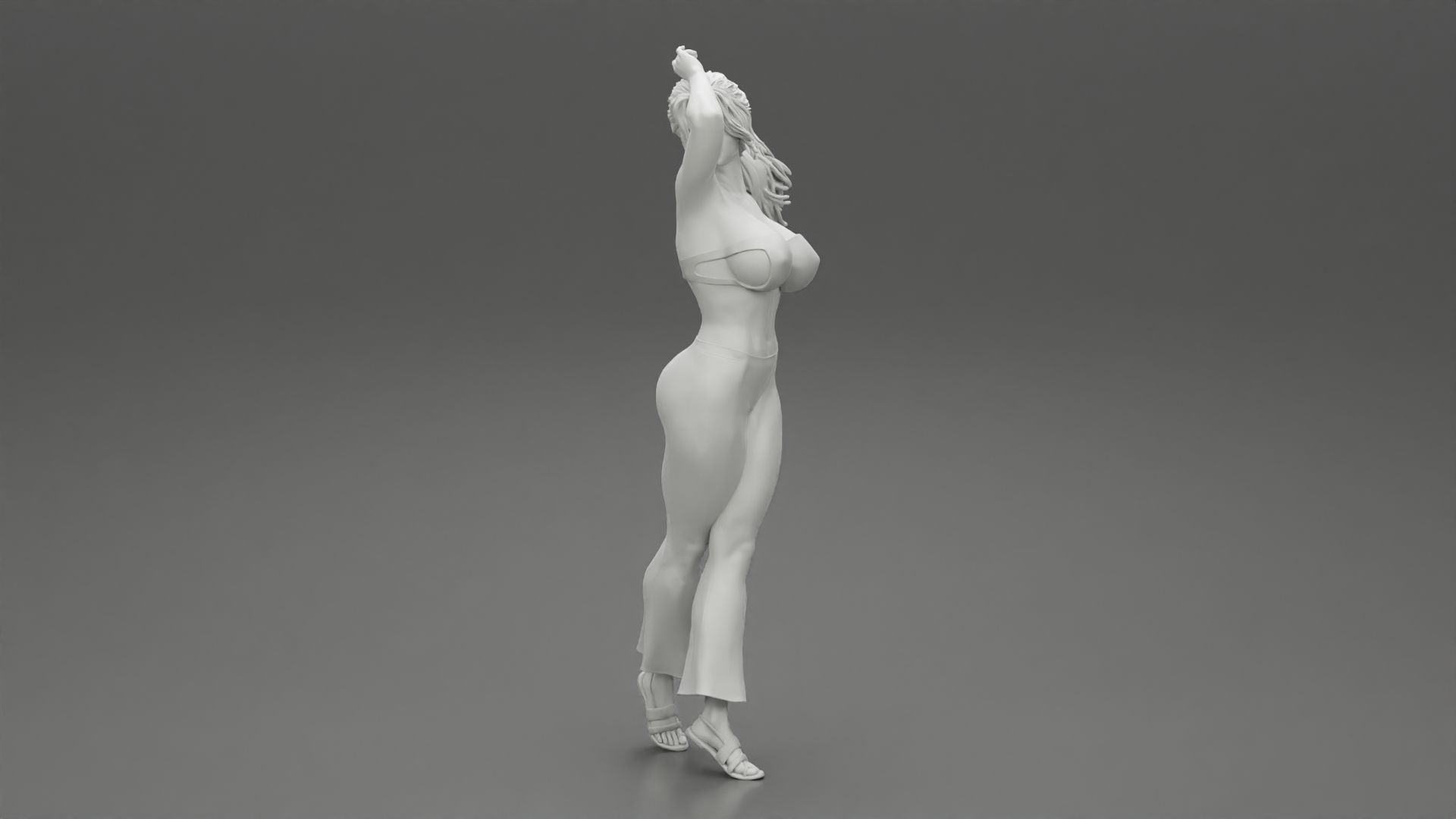 Beautiful Girl Wearing Pants And A Bra 3D print model_7