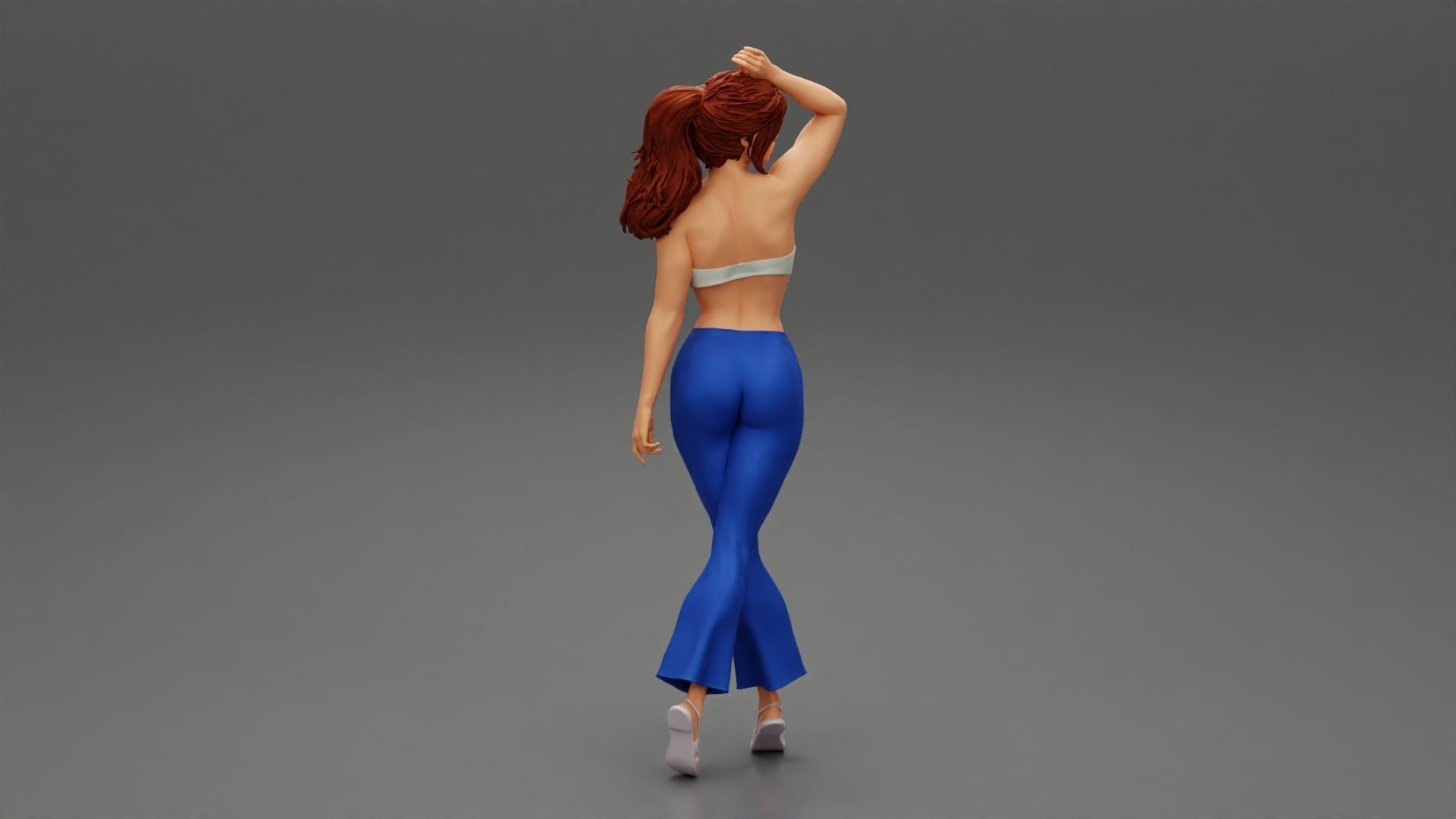 Beautiful Girl Wearing Pants And A Bra 3D print model_3