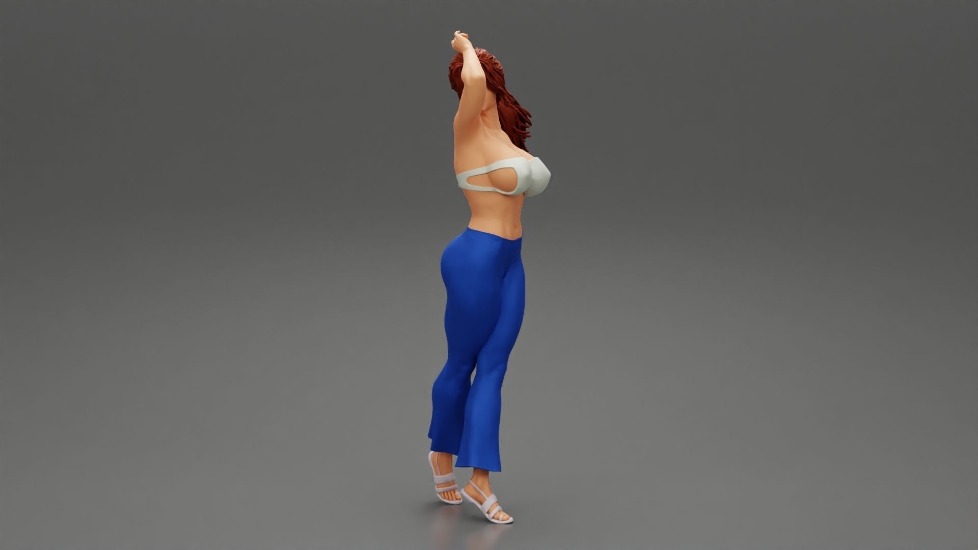 Beautiful Girl Wearing Pants And A Bra 3D print model_1