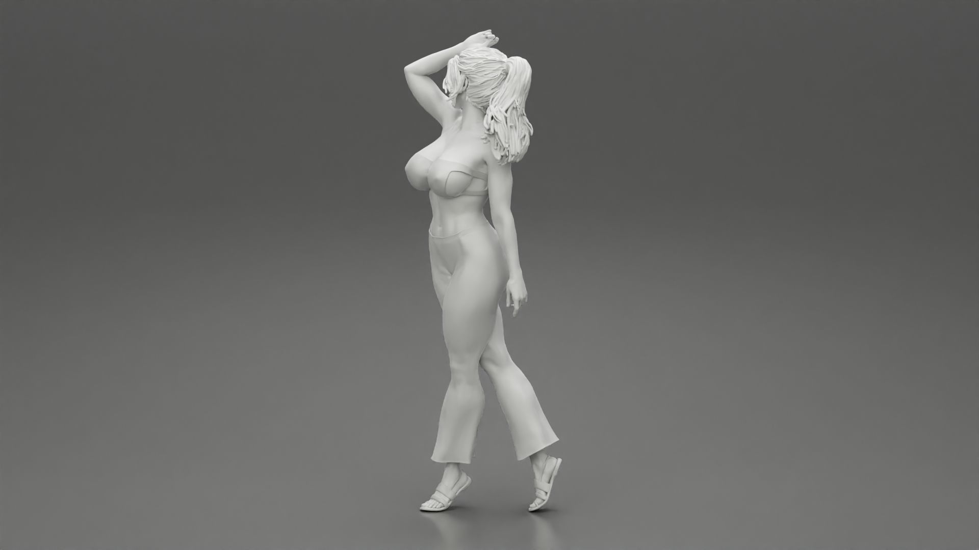 Beautiful Girl Wearing Pants And A Bra 3D print model_11