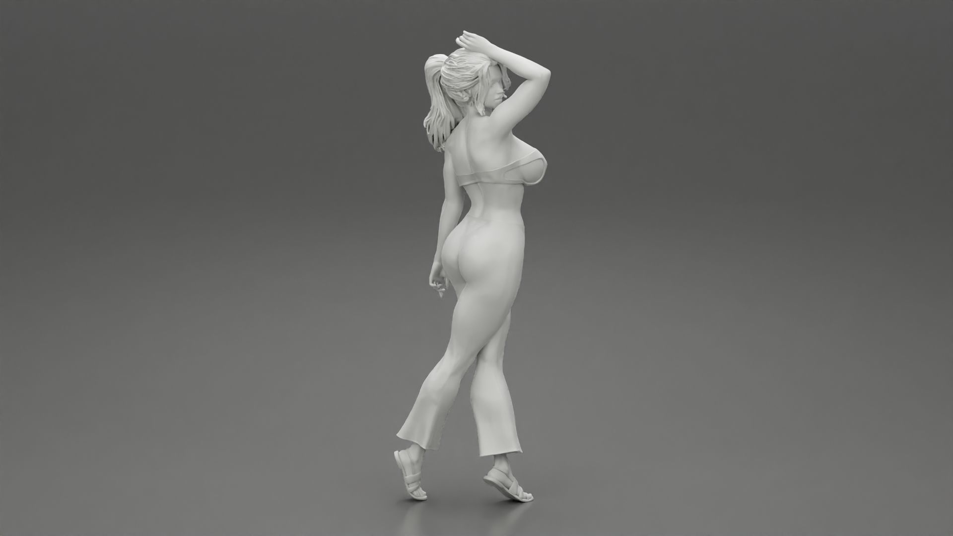 Beautiful Girl Wearing Pants And A Bra 3D print model_8