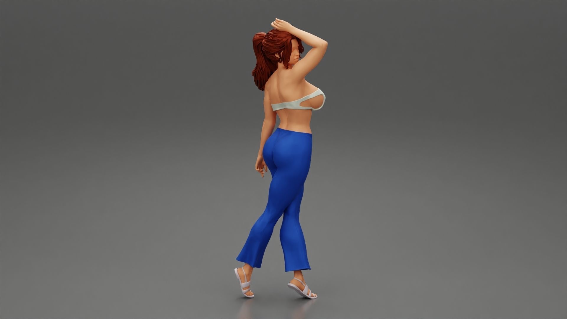 Beautiful Girl Wearing Pants And A Bra 3D print model_2