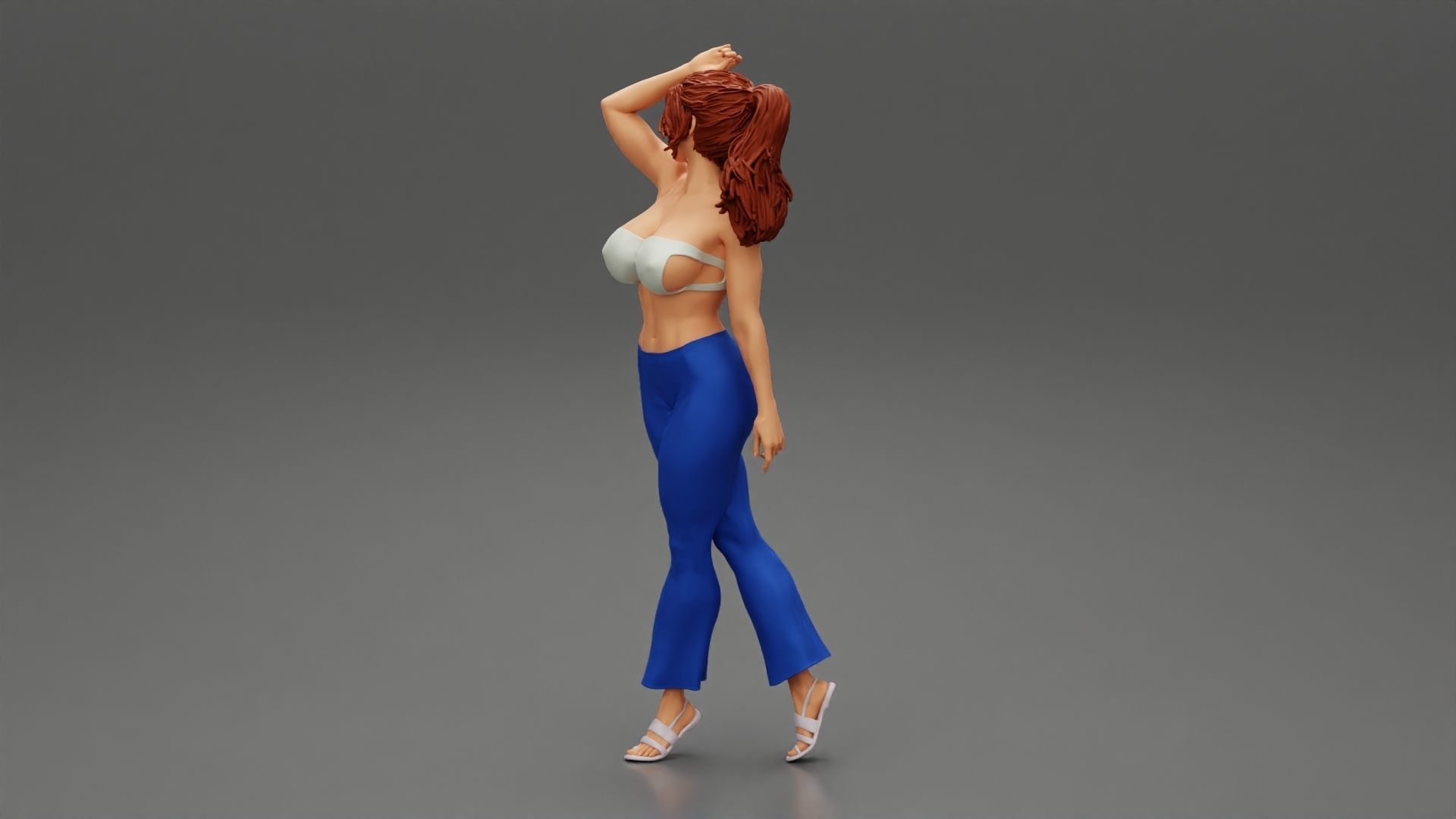 Beautiful Girl Wearing Pants And A Bra 3D print model_5