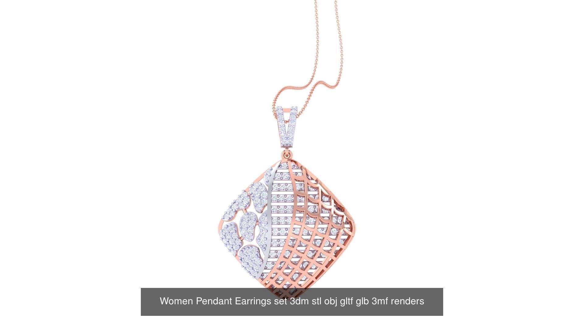 40 Women Pendant Earrings set 3dm stl obj gltf glb 3D Model Collection_8