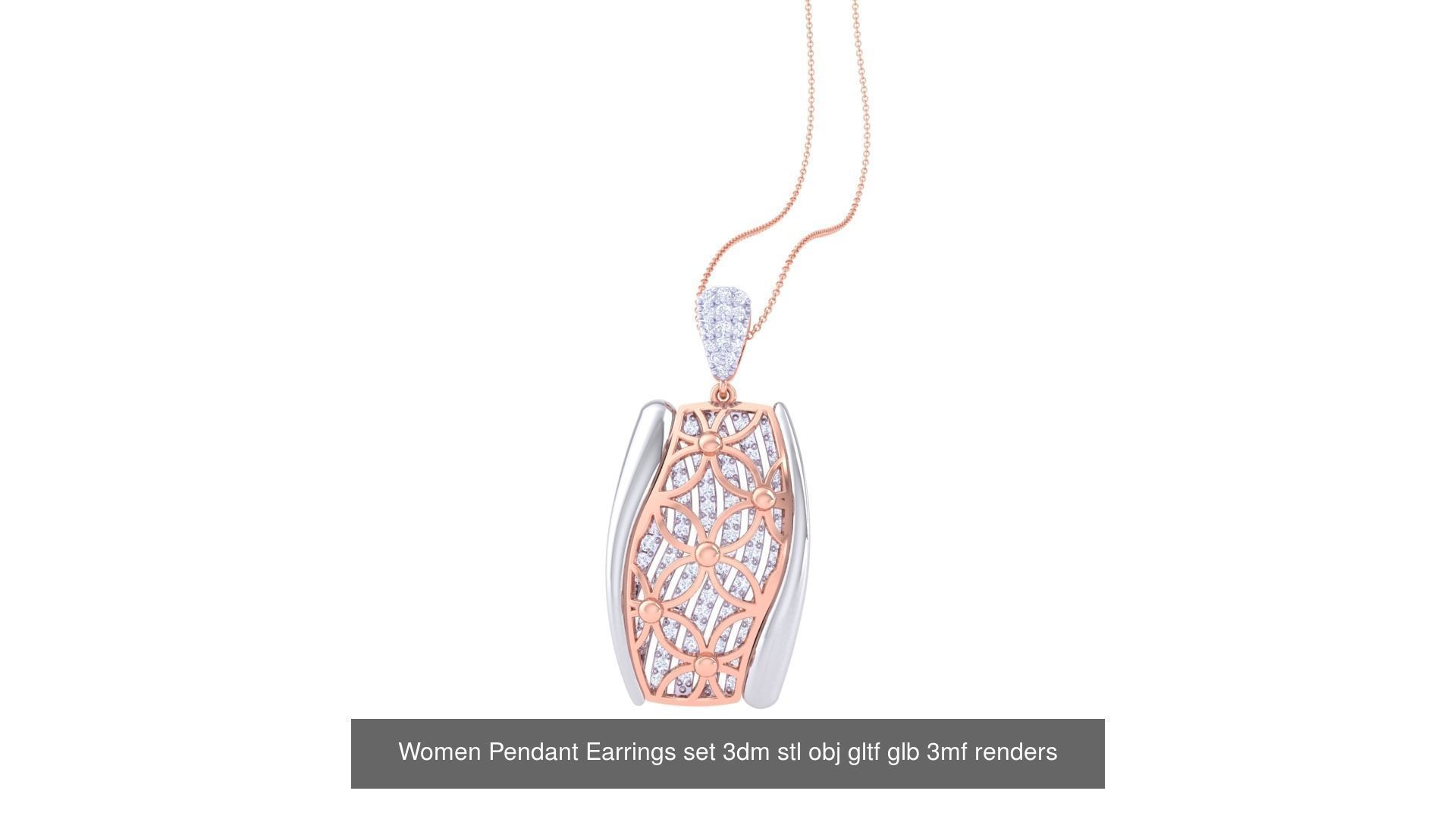 40 Women Pendant Earrings set 3dm stl obj gltf glb 3D Model Collection_41