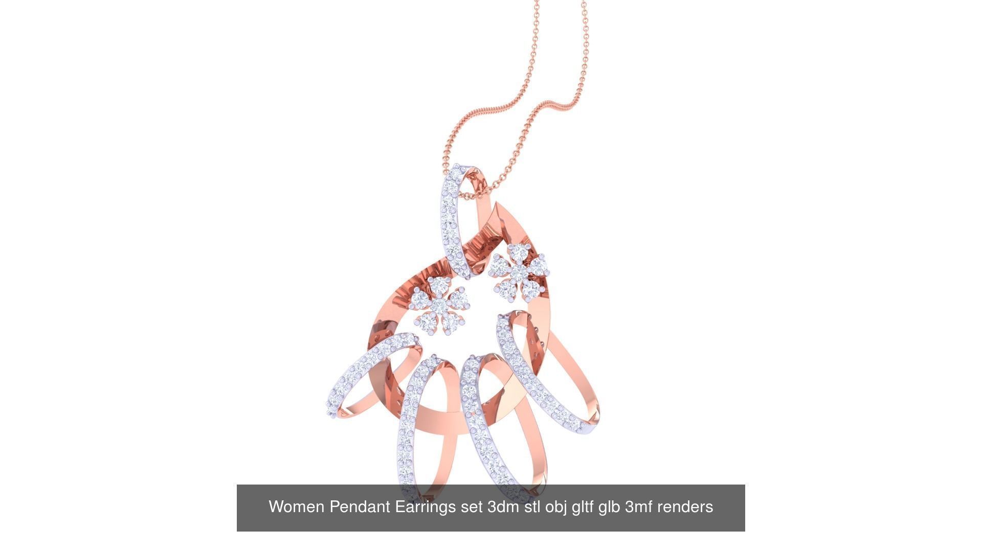 40 Women Pendant Earrings set 3dm stl obj gltf glb 3D Model Collection_27