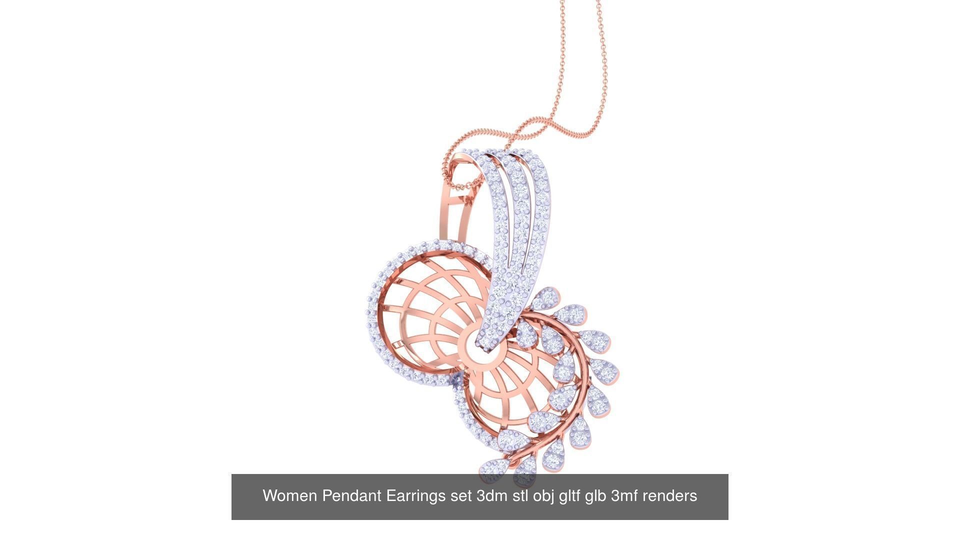 40 Women Pendant Earrings set 3dm stl obj gltf glb 3D Model Collection_21